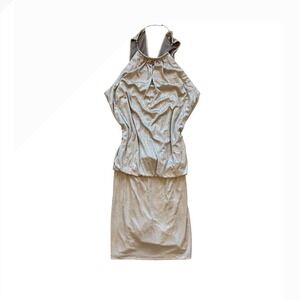 Y2K Halter metal neckline light gold animal print mini dress‎ XS